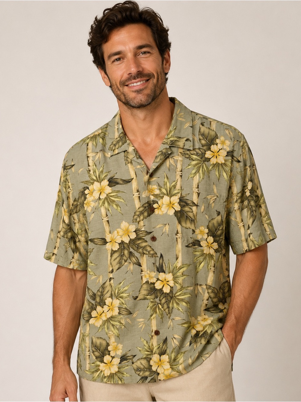 Jamaica Jaxx Vtg Silk Aloha Shirt Mens XL Y2K Bamboo Hibiscus Resort Wear